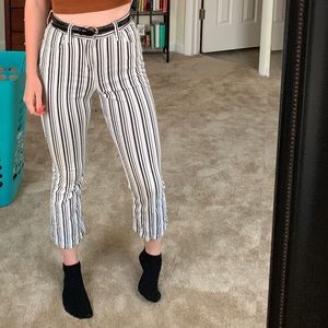 Striped Cropped Flare Jeans